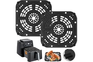 2 Pcs Square Air Fryer Grill Pan Replacement for AF080 AF080C AF080WMSG, 8.46 Inch Air Fryer Parts Accessories Tray Rack Gril