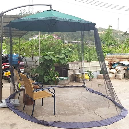 Amazon Com Dinhand 7 5 11 Black Patio Umbrella Outdoor Table Bug Screen Mesh Mosquito Net Canopy Curtains Adjustable Enclosure Large Umbrella Hanging Tent Polyester Mosquito Netting With Double Zipper Doors Garden