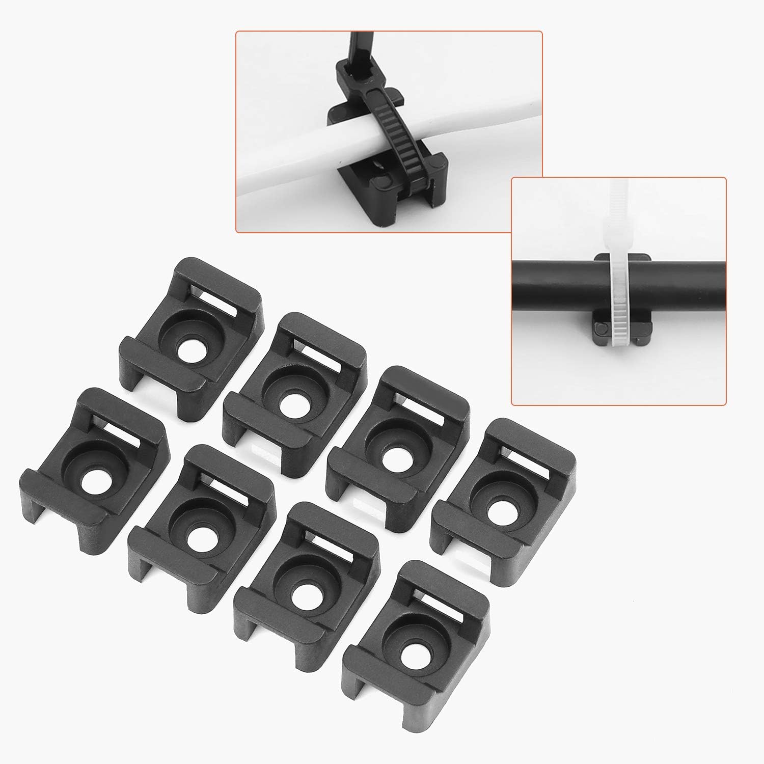 Coolty 150pcs Black Cable Tie Mounts, Cable Tie Bases, Saddle Type Mount Wire Tie Base Holder, 23mmx16mm - Image 5