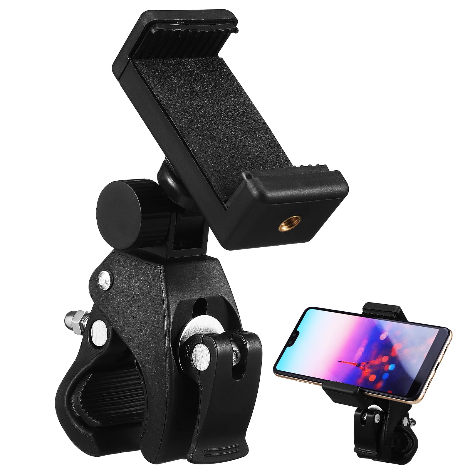 Gatuida Mic Stand Phone Holder: 180° Rotation Microphone Arm Mount Clamp for Live Broadcast Recording - 1 Mic Stand clamp + 1 Phone Clip