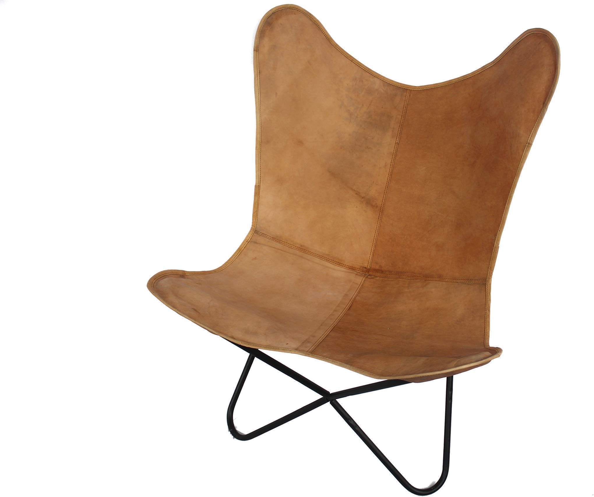 Vintage Handmade Leather Arm Chair Cover Leather Butterfly Chair Home Decor - Cover Only