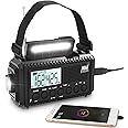 Auto NOAA Digital 5000 Weather Radio with Backlit LCD Screen, 5 Way Powered Solar Hand Crank Portable AM/FM/Shortwave Emergency Radio/Phone Charger,Read Lamp/Camping Flashlight,Earbud Jack,Clock,SOS