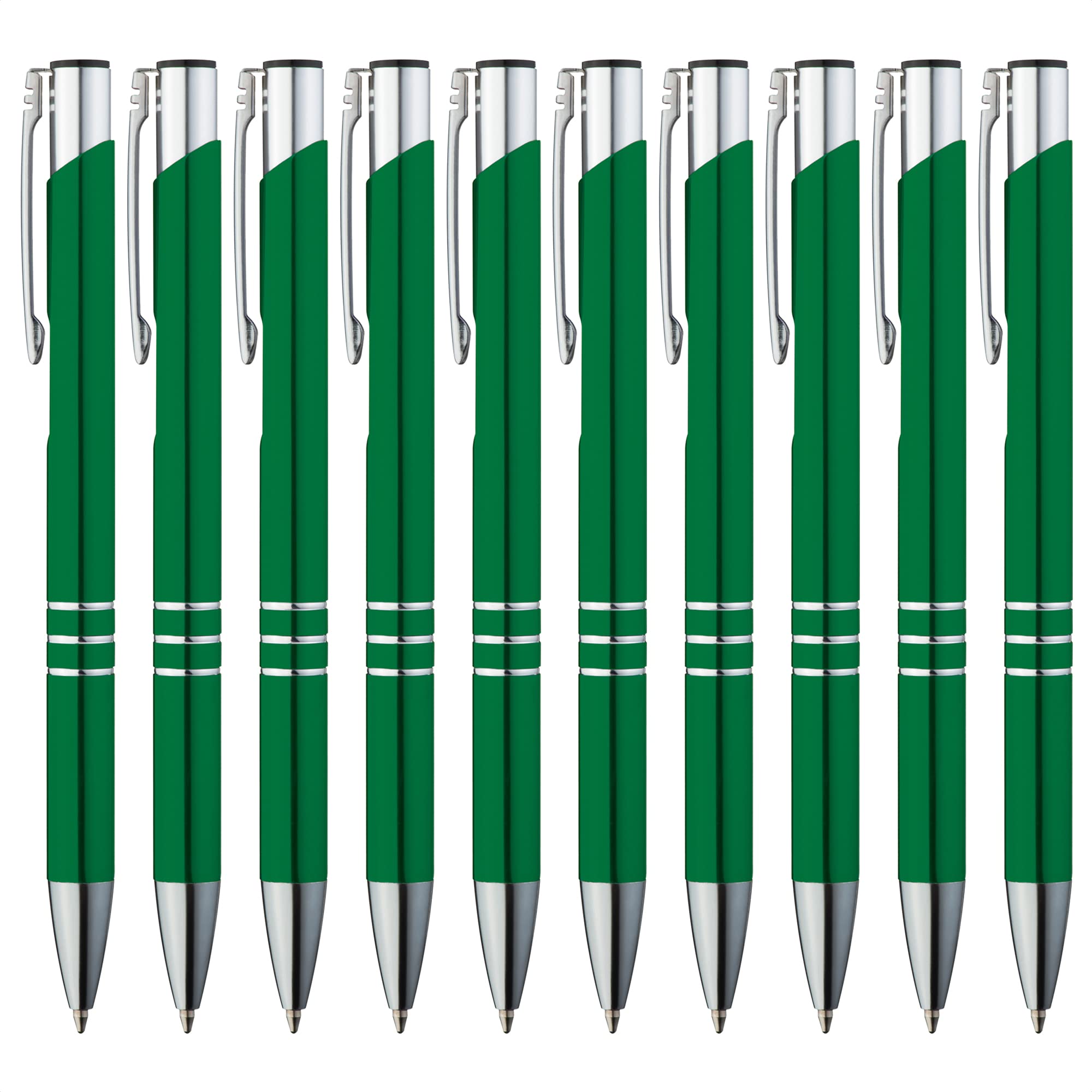 GIMEI® Metall Kugelschreiber 10 Stück | Premium Set Hochwertig, für Einfaches & Weiches Schreiben | Blauschreibender Kulli Grün als Optischer Hingucker 8