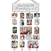 Orchroma Grandkids Picture Frames Collage Wall Decor,Photo Collage Frame for Wall,Gifts for Grandparent from Grandkids,Grandkids Picture Board,Hanging Photo Display with Clips,Picture Hanging Kit