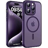 TOCOL Magnetic for iPhone 15 Pro Max Case, Upgraded Full Camera Protection, Compatible with Magsafe, Drop Protection, Translucent Matte Back Bumper Phone Cover 6.7-Inch（Midnight Purple）