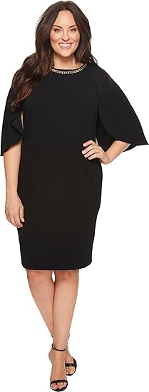 calvin klein crepe cape dress