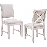 Janoray Upholstered Dining Chairs Set of 2 Farmhouse Kitchen Chairs with Cross Back Armless Wooden Side Chairs for Dining Roo