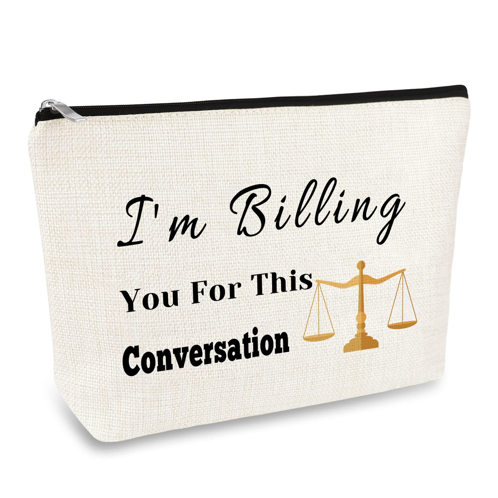 Mikela Funny Lawyer Gifts for Women Makeup Bag Christmas Birthday Paralegal Attorney Judge Legal Assistant Law Student Graduation Gift Cosmetic Travel Pouch Thanksgiving Gift, Off White