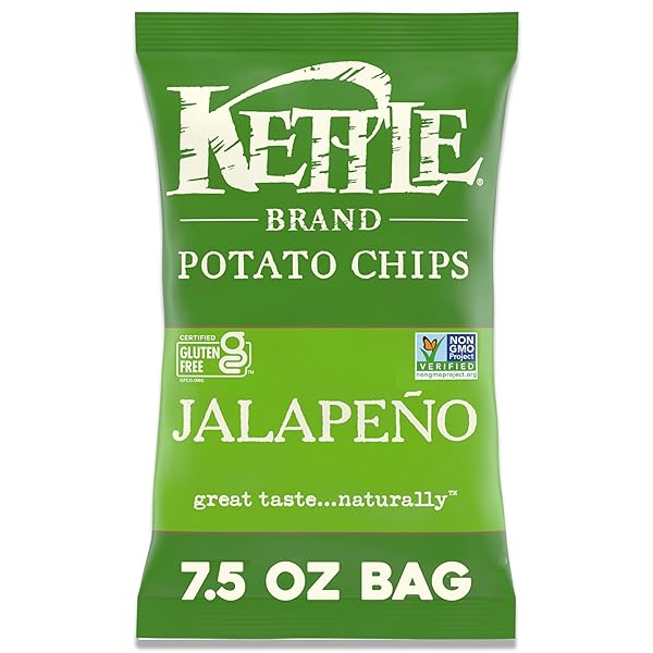 KETTLE BRAND JALAPENO KETTLE POTATO CHIPS, GLUTEN-FREE, NON-GMO, 7.5 OZ BAG