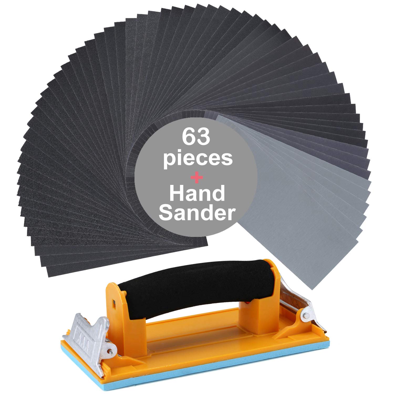 63Pcs 60 to 3000 Grit Wet Dry Sandpaper Assortment 9 x 3.6 Inches with
