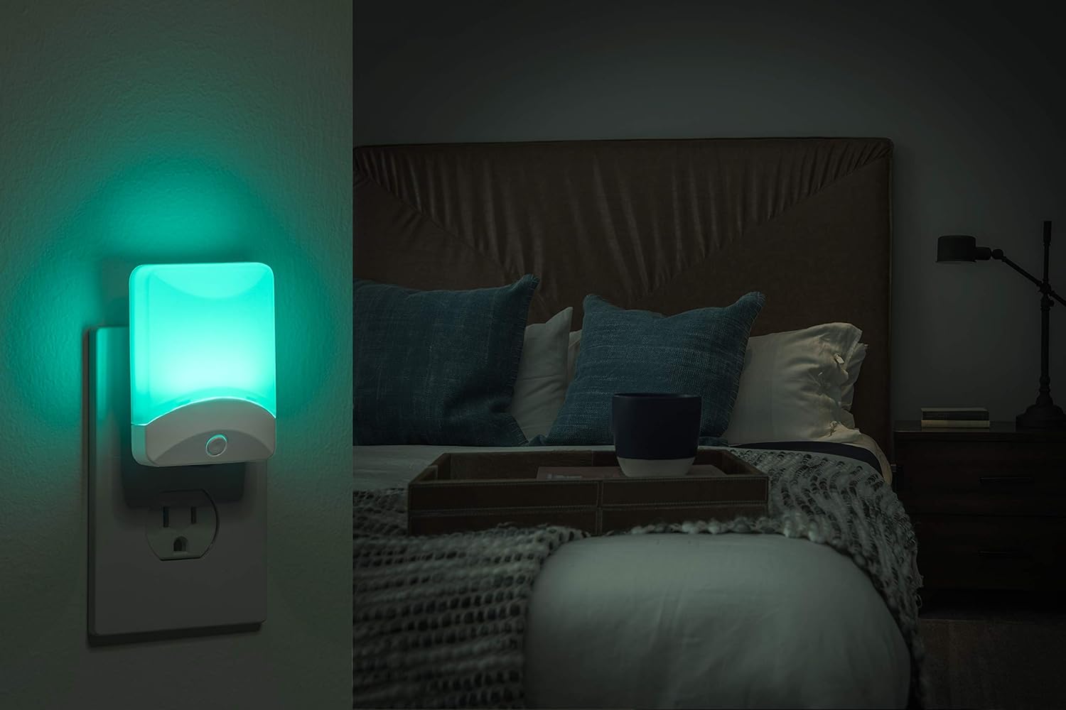 GE Color-Changing LED Night Light, 2 Pack, Plug-in, Dusk-to-Dawn, Home Décor, for Kids, Ideal for Bedroom, Bathroom, Nursery, Kitchen, Basement, White Base, 46722: Home Improvement