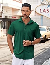 COOFANDY White Dress Shirt for Men Mens Short