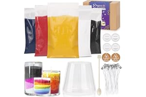 Blingfun Snow Pearled Candle with Wicks,5 Colors of DIY Candle Sand kit,with Mixing Cup, Spoond etc.Refillable for Making Pearled Wax for Halloween Thanksgiving Christmas Wedding Party-1.3LB