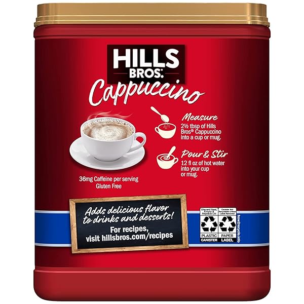 HILLS BROS. INSTANT CAPPUCCINO MIX, SUGAR FREE FRENCH VANILLA (12 OZ, PACK OF 1) – CONVENIENT AND VERSATILE, INSTANT HOT OR ICED COFFEE, FROTHY & RICH VANILLA FLAVOR – JUST ADD WATER