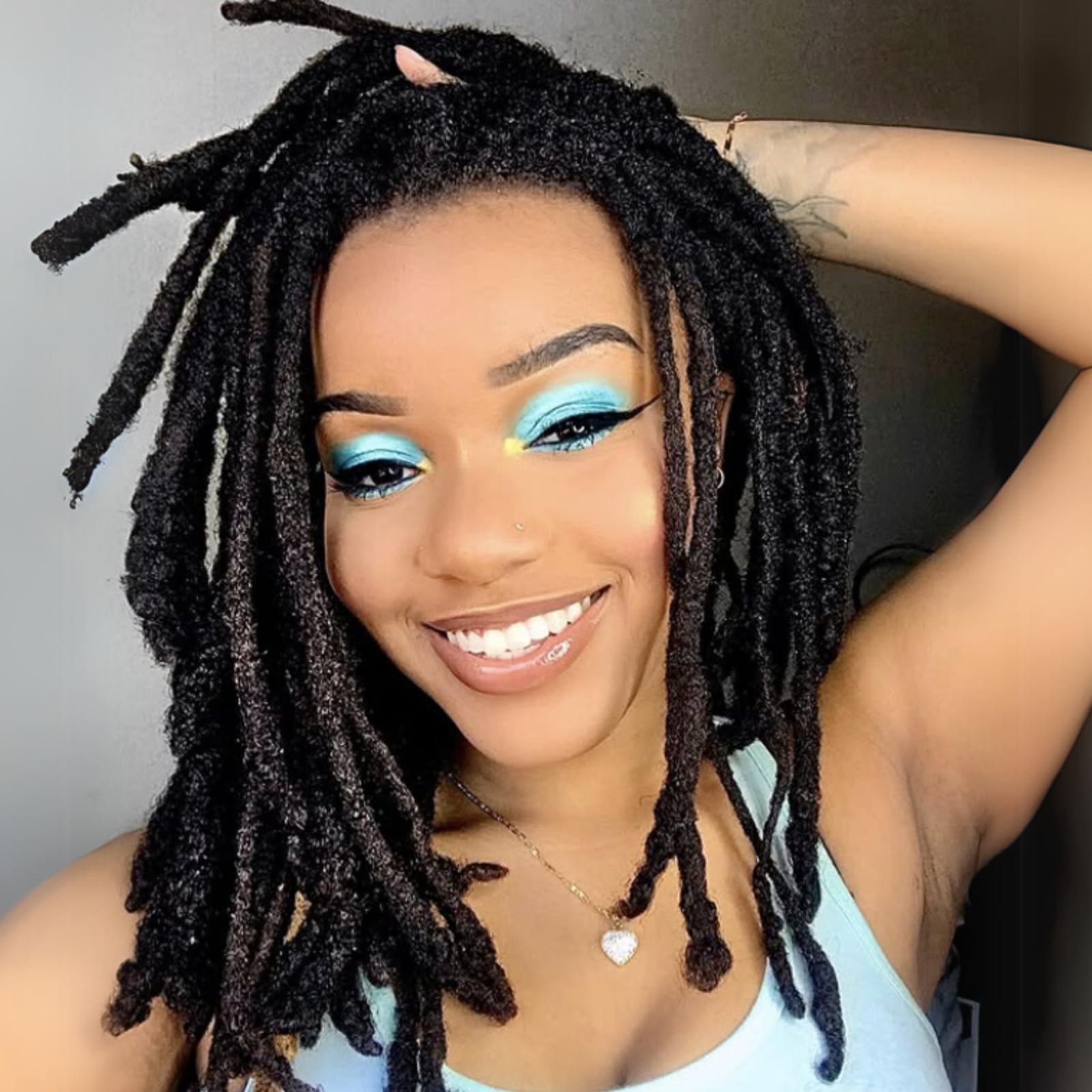 Loc Extensions Human Hair 8inch 60 Strands Dreadlock Extension 100% FUll Handmade Dread Extension for Man/Woman/Kids Human Hair Locs Can be Curly and Dyed(0.8cm Width)