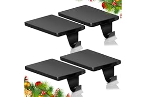 HMASYO Christmas Stocking Holders for Mantle Set of 4, Black Heavy Duty Iron Stocking Hangers Base, Low Profile Weighted Stocking Holder Hooks for Fireplace Tabletop Shelf Christmas Decoration