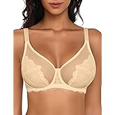 Avidlove Bras for Women Lace Minimizer Bra Full Coverage Mesh Underwire Bra with Centering Cups Sexy Unlined Brasieres