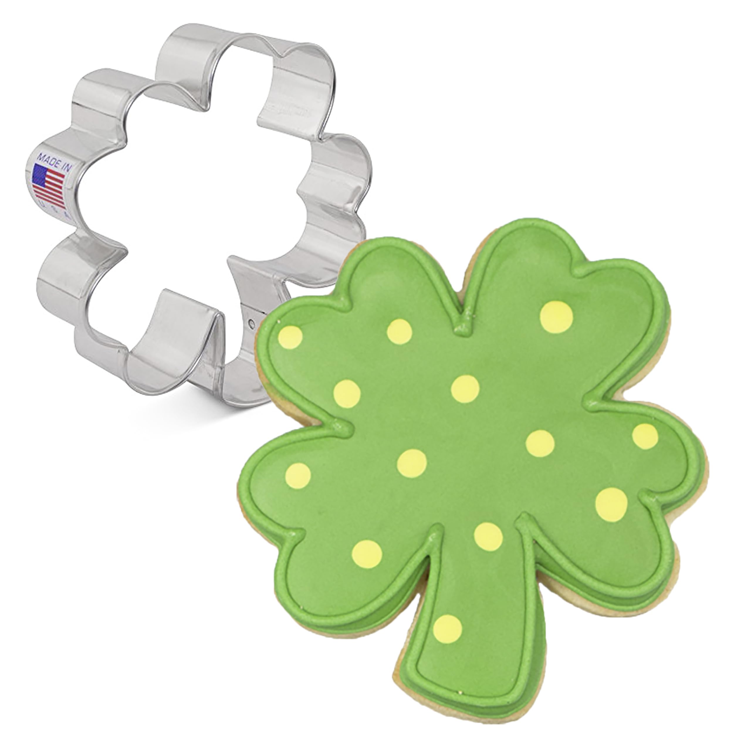 Ann Clark Cookie Cutters St. Patrick's Day Four Leaf Clover Cookie Cutter, 9.5 cm
