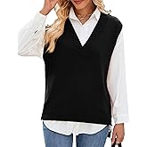 Zontroldy Women's 2025 Lightweight V-Neck Knit Sweater Vest Sleeveless Ribbed Casual Tank Top Spring Business Casual Pullover