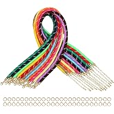 emciba 12 Pcs Colorful Paracord Necklace Chain with 50 Pcs Gold Jump Rings | 5mm Thick Adjustable Rope Necklace String for Pendants, Braided Cord Necklace Set for DIY Jewelry Making, Festival Gift
