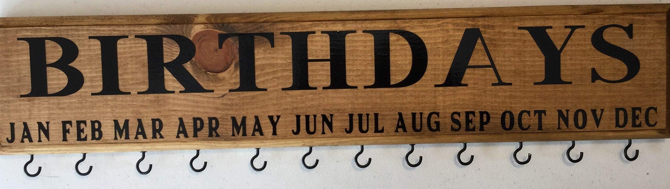 Birthday Reminder Board with Name Circles, Special Walnut stain