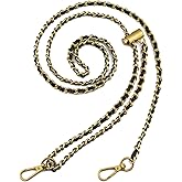 BEAULEGAN Thin Purse Chain Strap Adjustable - Microfiber Leather - Replacement for Crossbody Shoulder Bag, 55 Inches Long Black（Brass）
