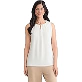 Kasper Womens Shimmer Knit Pleat Neck Top