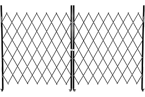 TROPOW Double Folding Security Door, 61" H x 122" W Portable Flexible Expandable Fence Gate, Steel Accordion Security Gate with 360°Rolling Wheel - Ideal for Courtyards, Garages, Gardens