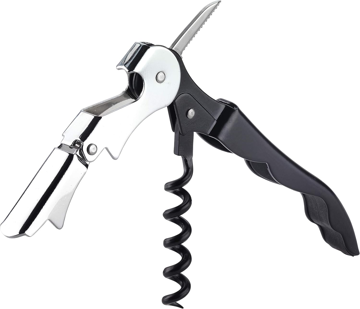 KTX7® Kellnermesser - Korkenzieher mit zweistufigem Hebelsystem X.1 (Schwarz)