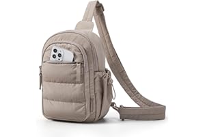 BAGSMART Small Sling Bag for Women, Puffer Crossbody Bag Purses Hobo Handbag Fanny Packs for Travel Hiking