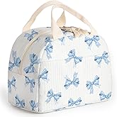 Dawuyu lunch bag for women,bento box adult for work,insulated lunchbox cooler containers,leakproof corduroy lunchbag,lunch tote for school college offices,outdoor picnic travel (Blue Bow Tie)