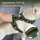 PoyPet No Pull Dog Harness Reflective Easy Control Front Back D Ring Army Green view 4