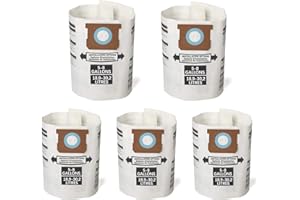 FDHF 5 Pack Replacement Filter Bags 5-8 Gallon for Shop Vac Vacuum Type E - 9066100 90661 906-61, White