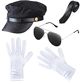 Beefunny Chauffeur Costume Limo Taxi Driver Hat Gloves Set