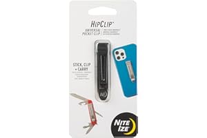 Nite Ize HipClip Universal Pocket Clip - Stainless Steel Adhesive Clip - Pocket Accessories for Cell Phone, Pocket Knife & More - Metal Cell Phone Belt Clip with Strong 3M VHB Adhesive