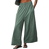 TAQCUX Womens Wide Leg Pants Casual Elastic High Waist Baggy Sweatpants Loose Cotton Lounge Palazzo Trousers