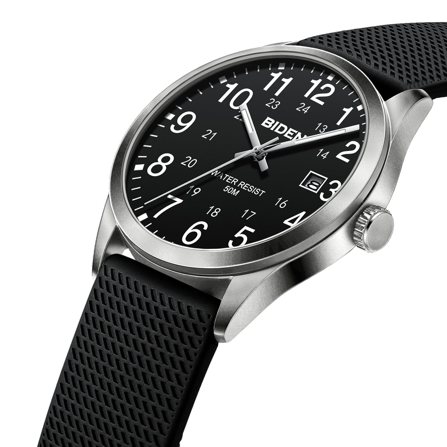 LN LENQIN Herren Analog Uhren 30M Wasserdicht Krankenschwester Uhren mit Nylon Bands für Männer Licht einfache Feld Uhr mit Datum Leichter Leser -Silber Schwarz