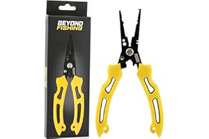 BEYOND BRAID Beyond Fishing QuickRig Fishing Pliers – Multifunction Stainless Steel Split Ring Pliers for Fishing with Line Cutter & Crimper – Corrosion Resistant & Spring Loaded Design