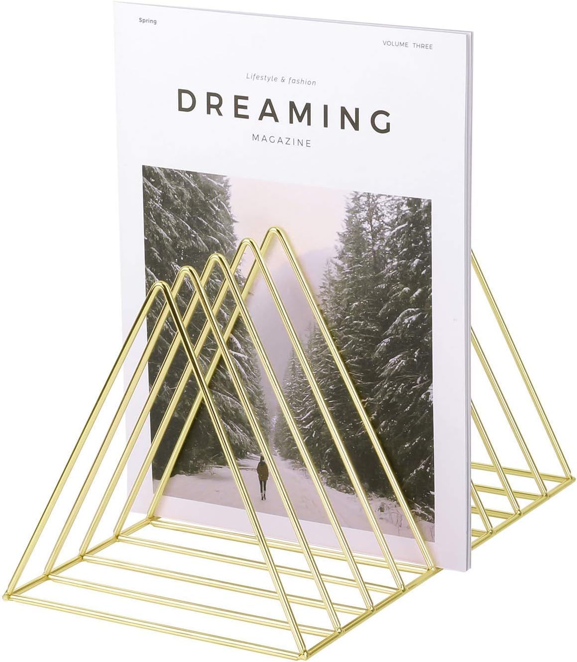 Rumcent Gold Magazine Holder, Desktop File Sorter Organizer, 9 Slot