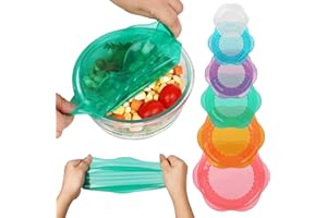 Silicone Stretch Lids for Food Storage in Fridge, Reusable Elastic Bowl Covers for Cup, Cans, Jars, Round & Rectangle Contain