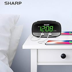 Sharp Digital Clock with Alarm and Dual USB