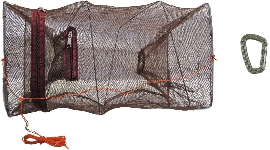 Jenzi Aalreuse Bait Fish Trap Crab Trap Angling Equipment 25 x 25 x 45 cm Foldable Small Transport Size + Free Carabiner
