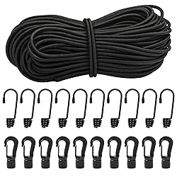 1/4"Bungee Shock Cords with Hooks, 130Feet Elastic