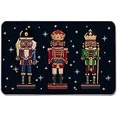 QIONG MENG Christmas Door Mat Outdoor Rug Nutcracker Decorative Doormats Dark Blue Farmhouse Home Kitchen Entrance Rug Floor 
