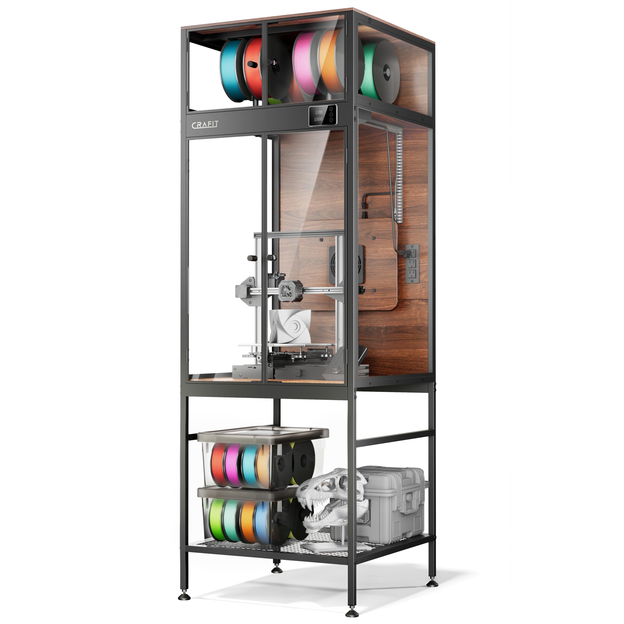 Photo 1 of Crafit 3D Printer Cabinet with Filament Storage, 3D Printer Enclosure with Ventilation, Thermo-Hygrometer and Dual-Light System, Heat-Resistant, Dustproof and Noise-Reduction Design