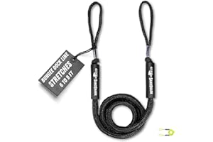 SandShark Premium Anchor Bungee Dock Line. Boat Accessories Anchor Line Absorbs Shock to Anchors and Docks w/Stainless Steel Clip - Black - 6-9ft