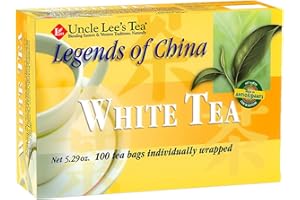 UNCLE LEE'S TEA Uncle Lee’s Premium White Tea, Lightly Caffeinated, 100 Count – Antioxidant-Rich Bai Mu Dan in Individually Wrapped Tea Bags, 5.29 Oz