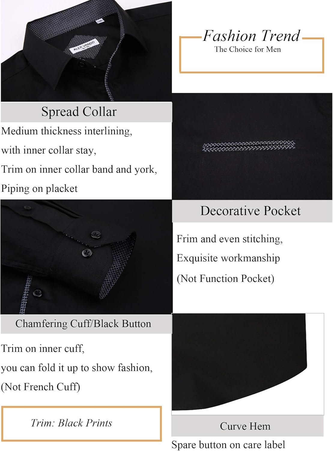 Alex Vando Mens Dress Shirts Regular Fit Long Sleeve Men Shirt at  Men’s Clothing store