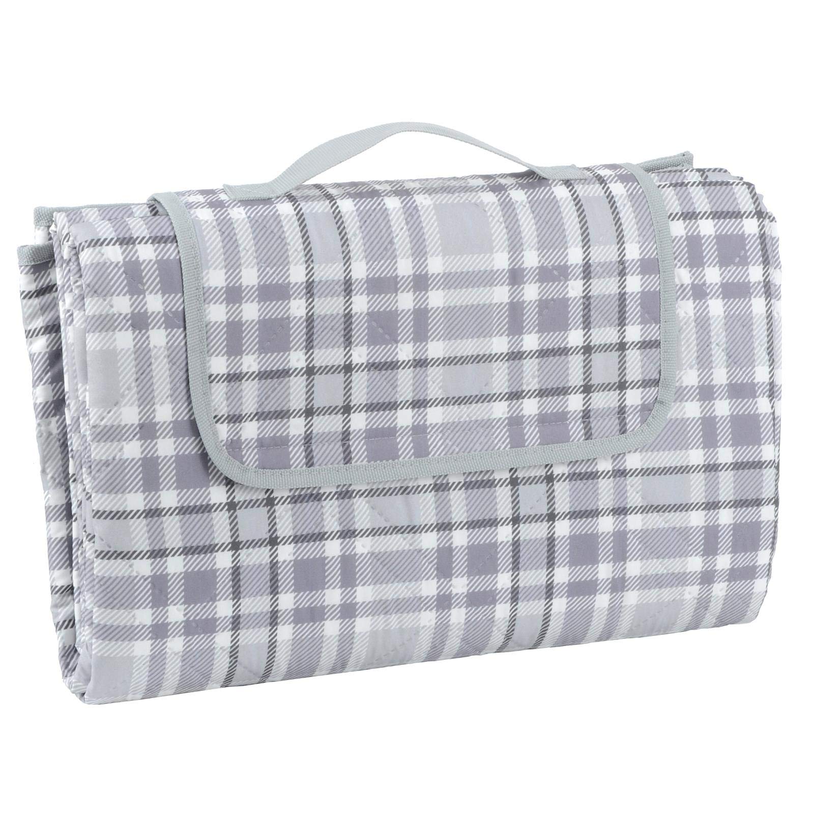 Azuma Family Picnic Blanket Waterproof Travel Rug Camping Mat Grey Check XL 150x200cm