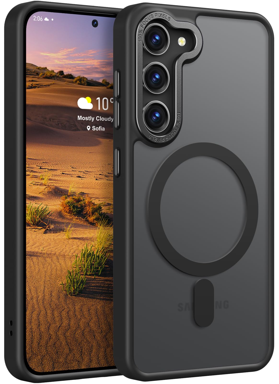 Rayboen for Samsung Galaxy S23 Plus Case Magnetic, [Compatible with Magsafe] Protective Slim Fit Skin Feel Phone Cover for S23+ Plus with Translucent Hard Back & Soft Edge, Matte Black